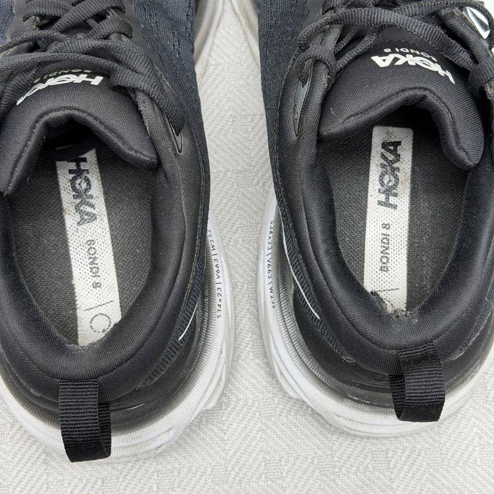 Hoka‎ One One Bondi 8 Shoes Womens Size 8 Black Running Wide 1127954 BWHT - Picture 5 of 12